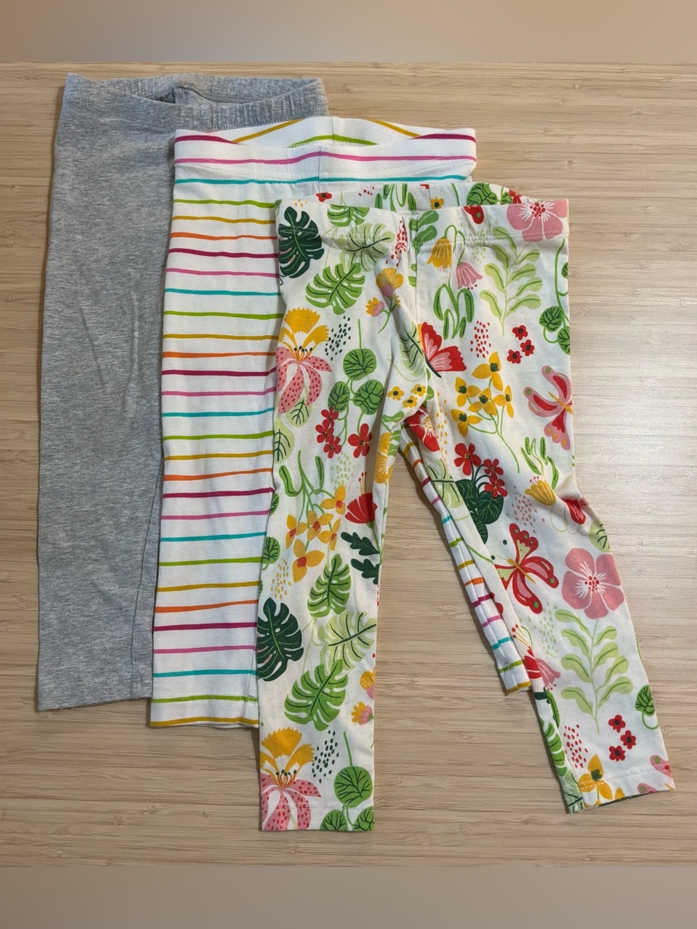 Tucker + Tate Floral & Striped Cotton Leggings - 2T